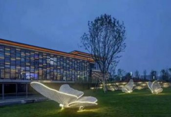 發光蝴蝶雕塑 商場街頭擺件 戶外現代蝴蝶雕塑廠家