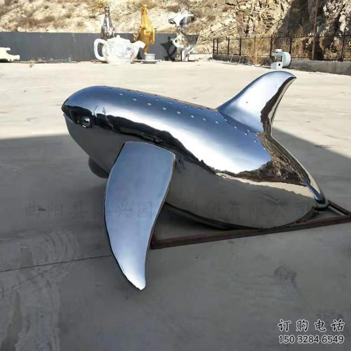鏡面海豚雕塑廠家 現(xiàn)代擺件 游樂場異形海豚雕塑