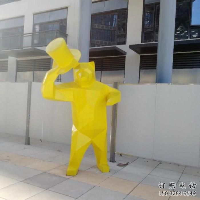 幾何熊雕塑廠家 中式室內(nèi)擺件 草地切面熊雕塑