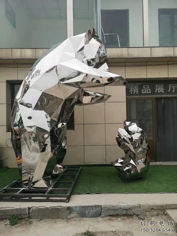 鏡面熊雕塑廠家 現代擺件 游樂場異形熊雕塑