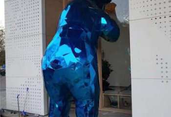 商場熊雕塑廠家 中式室內小品 酒店拉絲熊雕塑