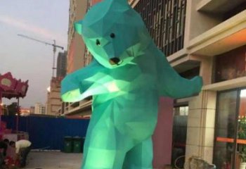 噴漆熊雕塑廠家 卡通廣場小品 草地切面熊雕塑