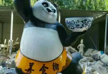 幼兒園熊貓雕塑廠家 卡通噴漆小品 室內異形熊貓雕塑