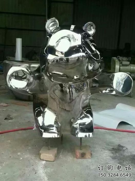 鏡面熊貓雕塑廠家 現(xiàn)代戶外擺件 游樂(lè)場(chǎng)異形熊貓雕塑