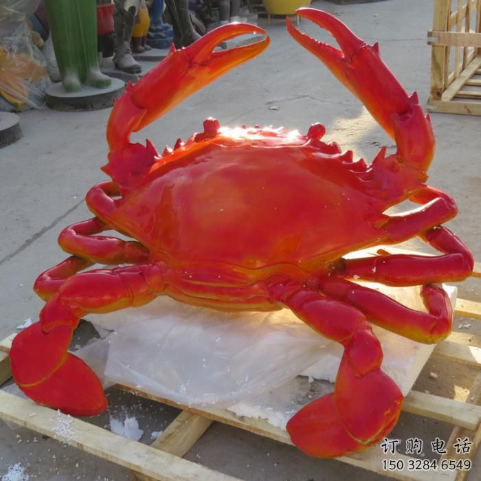 餐飲店螃蟹雕塑廠家 創意鋼管小品 戶外異形螃蟹雕塑