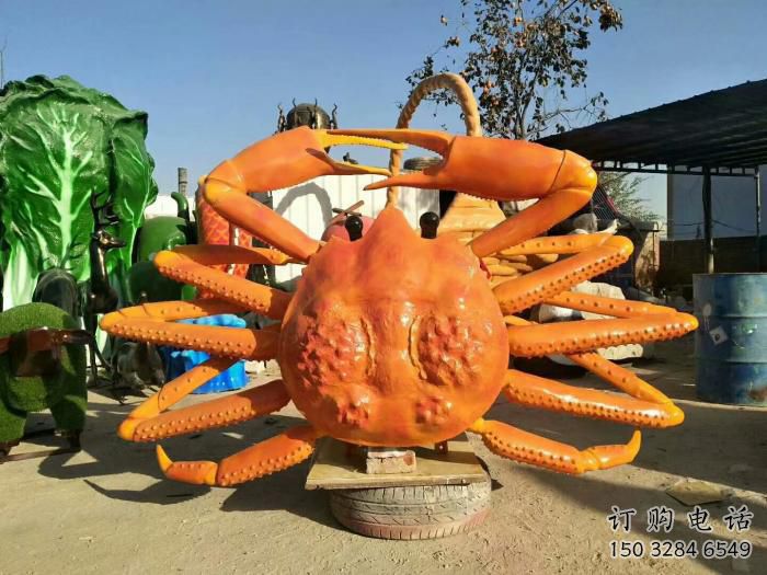 園林螃蟹雕塑廠家 大型餐飲店擺件 街道仿古螃蟹雕塑
