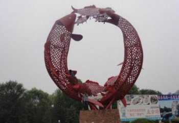 噴漆小魚雕塑廠家 卡通廣場小品 草地彩繪小魚雕塑