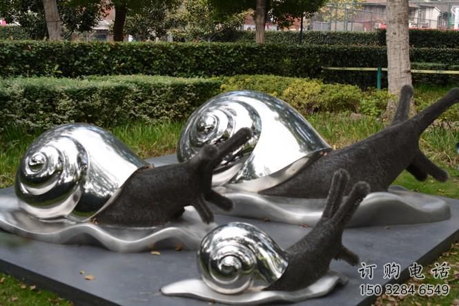 鏡面蝸牛雕塑廠家 現代公園擺件 游樂場異形蝸牛雕塑