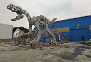 鏤空恐龍雕塑廠家 現(xiàn)代抽象擺件 廣場切面恐龍雕塑