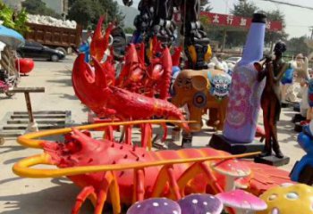 游樂場龍蝦雕塑廠家 海洋賓館擺件 住宅小區(qū)仿真龍蝦雕塑