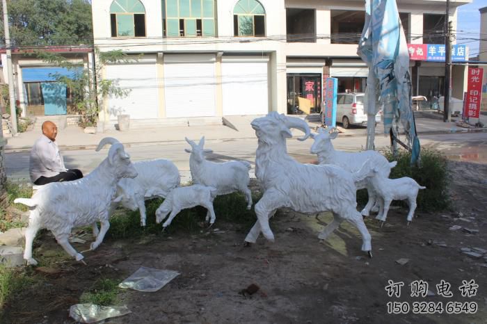 商場山羊雕塑廠家 中式現(xiàn)代小品 戶外仿真山羊雕塑