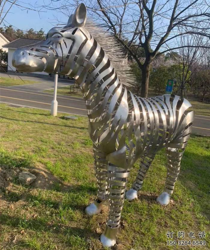 抽象斑馬雕塑廠家 創意村口擺件 玄關彩繪斑馬雕塑