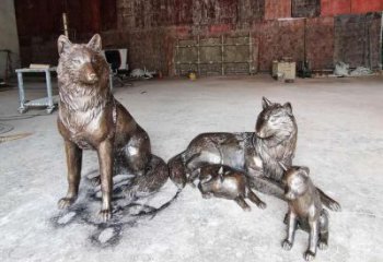 鑄造狼雕塑廠家 創意村口小品 街頭噴漆狼雕塑