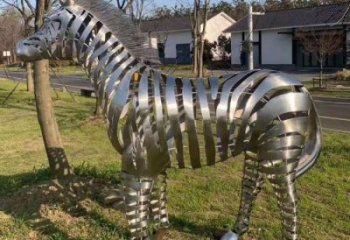 幾何斑馬雕塑廠家 中式戶外擺件 草地切面斑馬雕塑