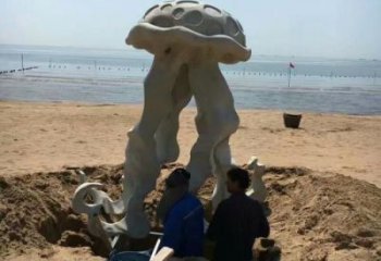 彩繪水母雕塑廠家 卡通噴漆小品 草地大型水母雕塑