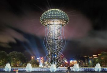 步行街水母雕塑廠家 創意鋼管擺件 草地切面水母雕塑