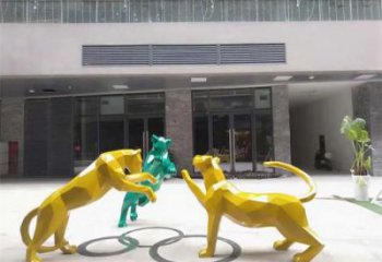 商業街獵豹雕塑廠家 大型現代擺件 步行街異形獵豹雕塑