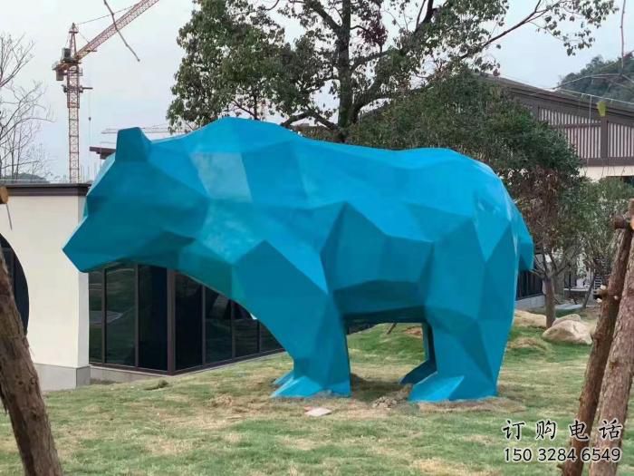 切面狗熊雕塑廠家 現(xiàn)代抽象擺件 商場幾何狗熊雕塑