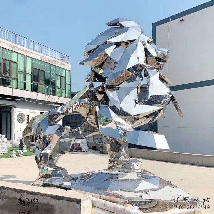 切面雄獅雕塑廠家 現(xiàn)代抽象擺件 草地切面雄獅雕塑
