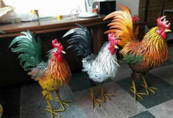 商場公雞雕塑廠家 中式室內小品 酒店彩繪公雞雕塑