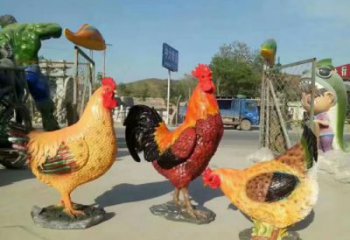 戶外公雞雕塑廠家 公園草地小品 戶外抽象公雞雕塑