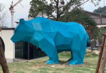 切面狗熊雕塑廠家 現代抽象擺件 商場幾何狗熊雕塑