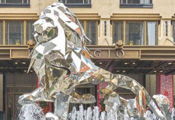 住宅小區雄獅雕塑廠家 現代創意小品 公園鏡面雄獅雕塑