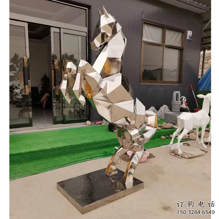抽象馬雕塑廠家 創意村口擺件 玄關幾何馬雕塑