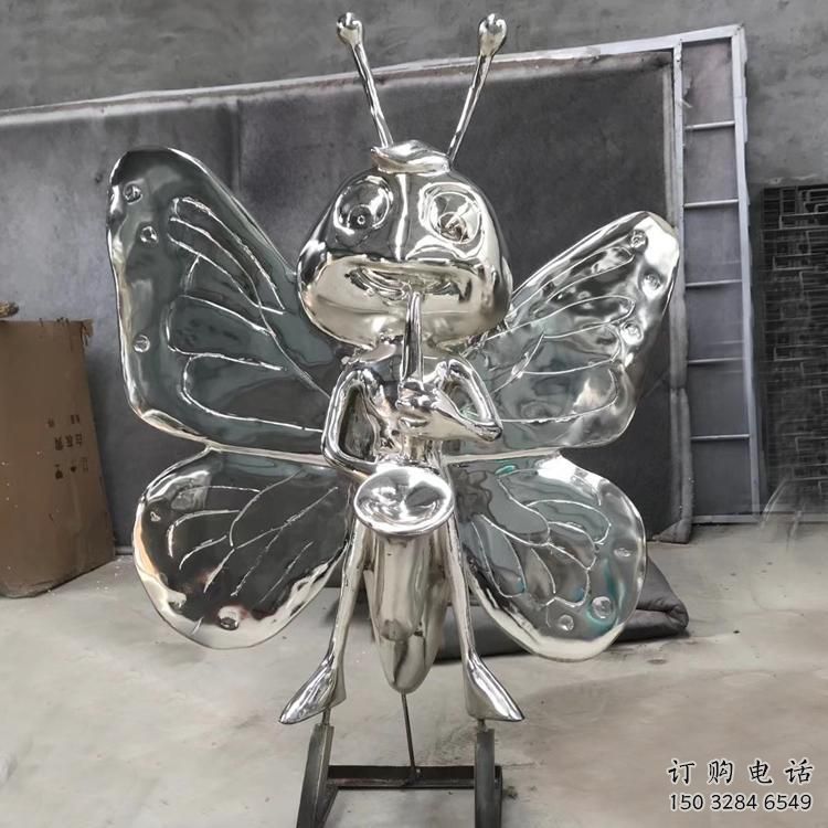 鏡面蜜蜂雕塑廠家 現代公園擺件 游樂場異形蜜蜂雕塑