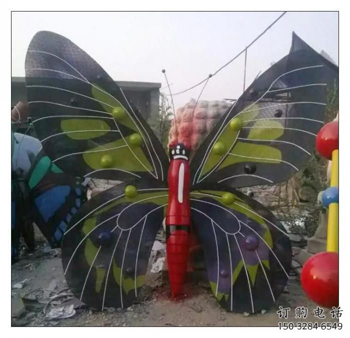 村口彩蝶雕塑廠家 中式彩繪擺件 大型廣場彩蝶雕塑