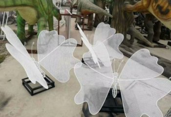 鏤空彩蝶雕塑廠家 現代抽象擺件 草地切面彩蝶雕塑