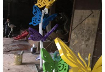 鏤空彩蝶雕塑廠家 大型廣場擺件 步行街異形彩蝶雕塑