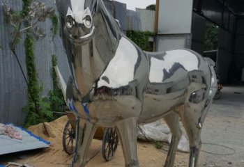 鑄造馬雕塑廠家 創意村口小品 村口鏡面馬雕塑