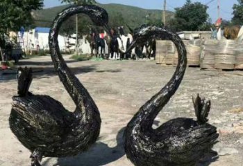 拉絲鵝雕塑廠家 大型抽象擺件 游樂(lè)場(chǎng)異形鵝雕塑