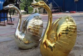 鍍金鵝雕塑廠家 創(chuàng)意村口小品 戶外大型鵝雕塑