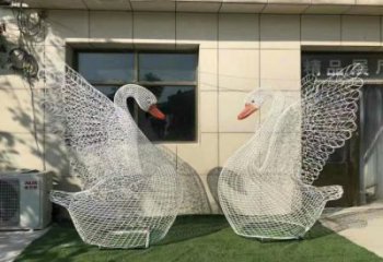 公園鵝雕塑廠家 中式抽象小品 風(fēng)景區(qū)鏤空鵝雕塑