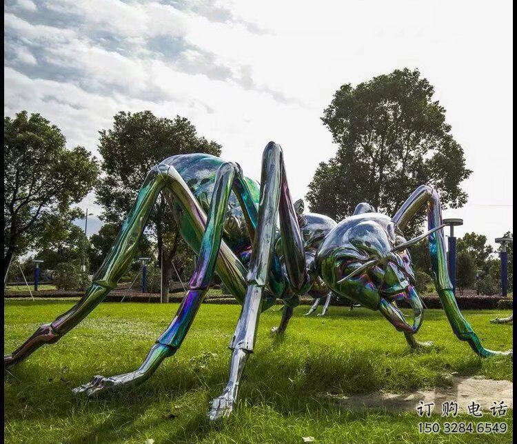 住宅小區蜘蛛雕塑廠家 現代公園小品 戶外電鍍蜘蛛雕塑