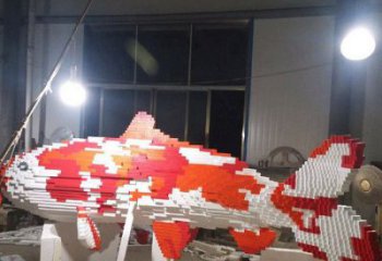 風景區魚雕塑廠家 中式室內擺件 大型彩繪魚雕塑