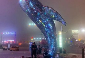 抽象金魚雕塑廠家 創(chuàng)意村口擺件 戶外燈光金魚雕塑