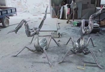 戶外螳螂雕塑廠家 戶外抽象小品 酒店鏡面螳螂雕塑