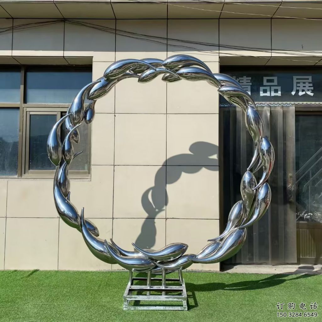 住宅小區麥穗魚雕塑廠家 現代戶外小品 公園鏡面麥穗魚雕塑