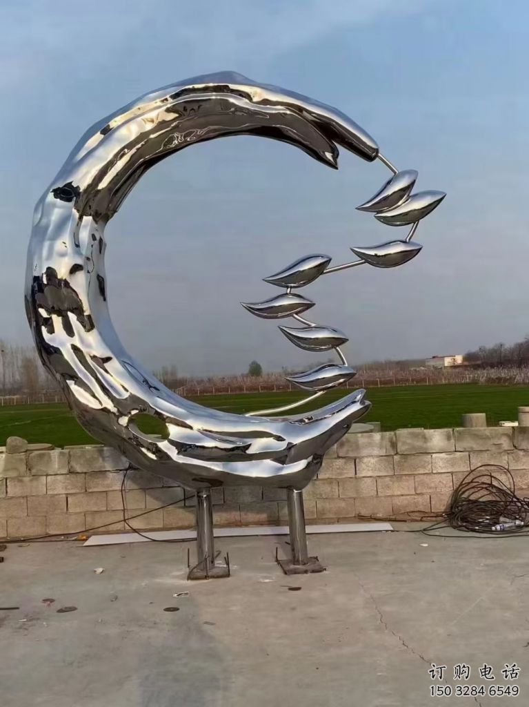 鏡面麥穗魚雕塑廠家 大型抽象擺件 游樂場異形麥穗魚雕塑
