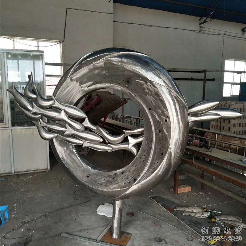 商場麥穗魚雕塑廠家 中式室內小品 酒店拉絲麥穗魚雕塑