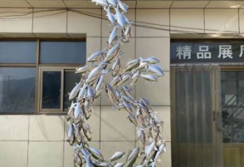 別墅區(qū)麥穗魚雕塑廠家 創(chuàng)意抽象小品 室內異形麥穗魚雕塑