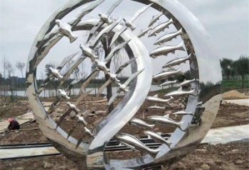 啞光麥穗魚雕塑廠家 大型鏤空擺件 風景區(qū)抽象麥穗魚雕塑