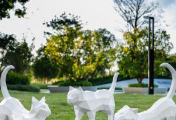 風景區貓雕塑廠家 中式戶外擺件 草地抽象貓雕塑