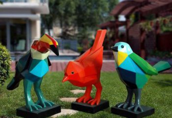 彩繪飛鳥雕塑廠家 卡通噴漆小品 草地切面飛鳥雕塑