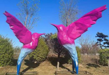 草地飛鳥雕塑廠家 抽象異形小品 戶外切面飛鳥雕塑