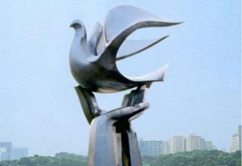 步行街飛鴿雕塑廠家 創意廣場擺件 戶外仿真飛鴿雕塑