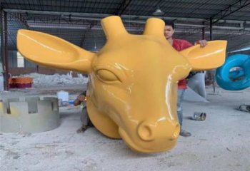 村口牛頭雕塑廠家 中式烤漆擺件 戶外大型牛頭雕塑